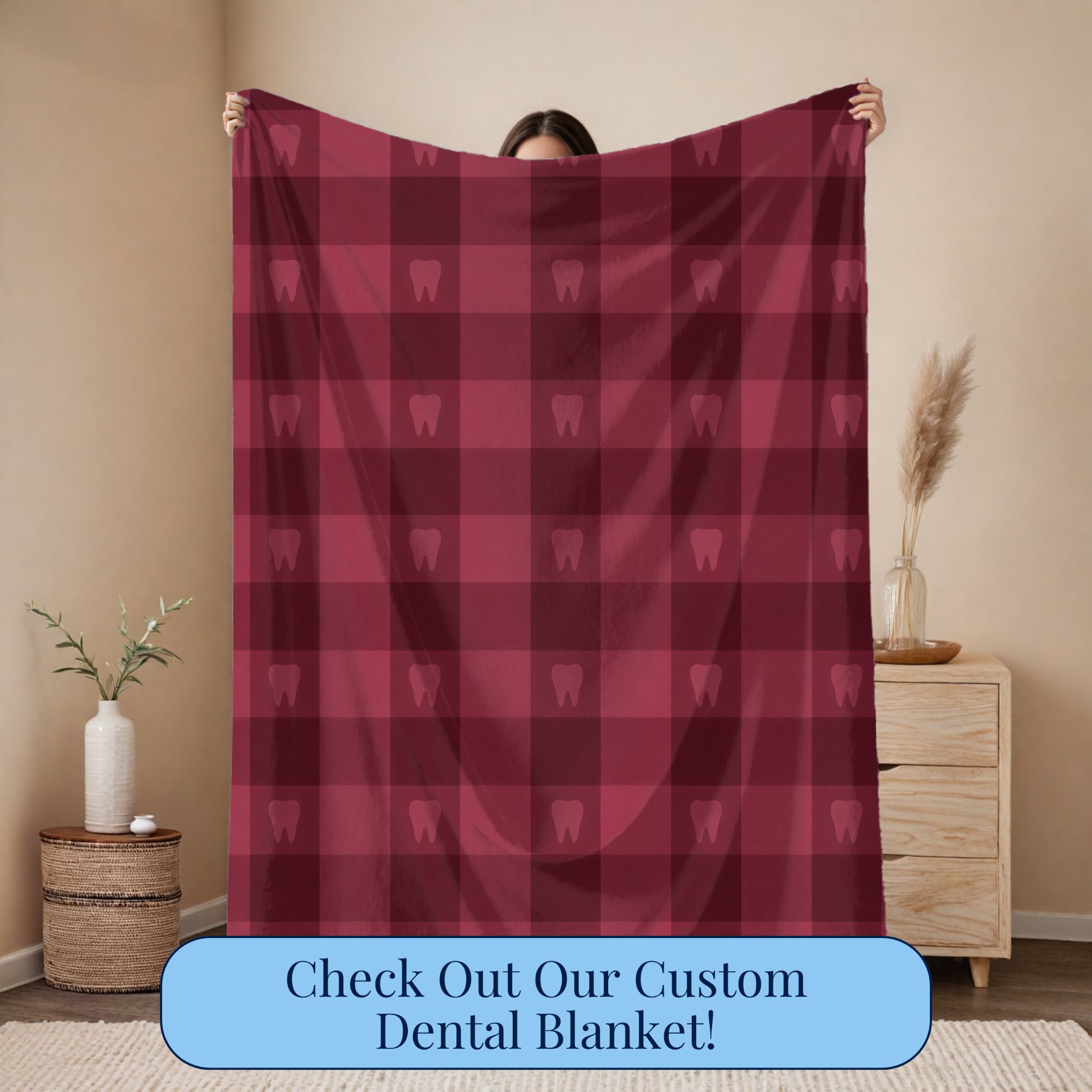 Gingham Merlot Blanket