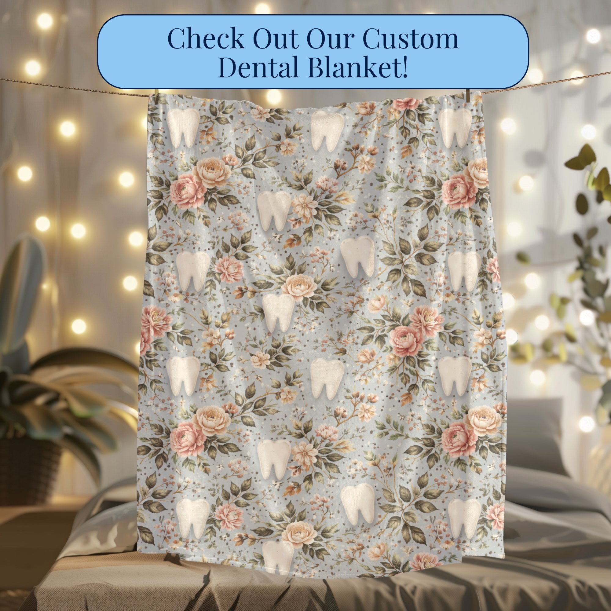 Vintage Floral Blue Blanket